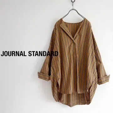 JOURNAL STANDARD 컬러 스트라이프 노카라 블라우스