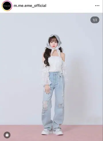 m me eme 라이트 블루 데미지 데님