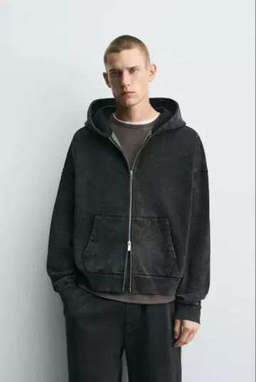 ZARA 워시 가공 지퍼 후디 M