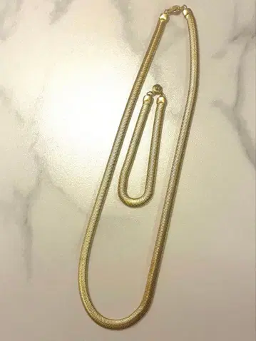 빈티지 스네이크 목걸이 팔찌 (스테인리스 골드) 2개 세트