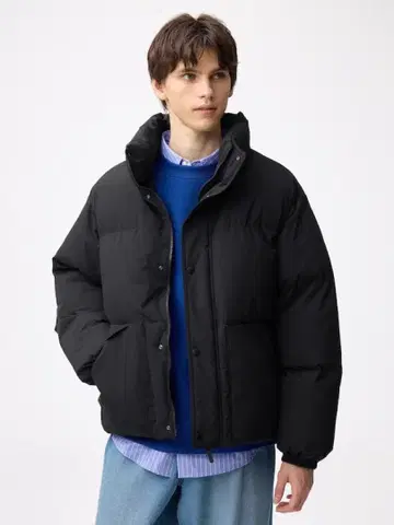 GU 웜 패디드 스탠드 블루종 블랙 L 사이즈