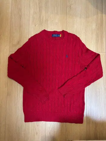 POLO 빨간색 케이블 니트 스웨터