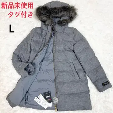 택 포함 새상품 말면 콜라보 백넘버 다운 코트 퍼 포함 L 그레이