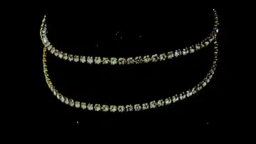 발찌 더블 체인, 큐빅(작은 알갱이 2mm), 골드