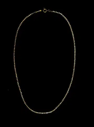 목걸이 싱글 체인, 큐빅 작은 알갱이(2mm), 골드