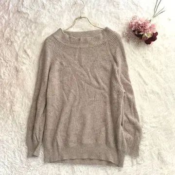 온워드 카시야마 애니팜 보트넥 니트 스웨터 루즈핏 베이지