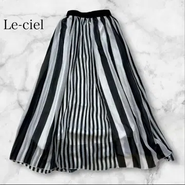 Le-ciel 튤 롱 스커트 [ F ] 허리밴딩 비침 스트라이프
