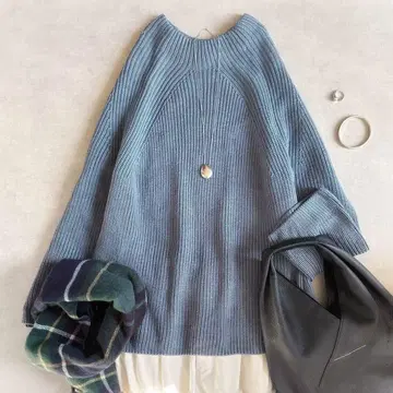 새상품급 BATONER 바토너 울 니트 그레이쉬 블루