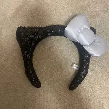 키티 머리띠 블랙 스팽글 반짝이