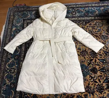 오늘 최종 아이보리 후드 부착 롱 다운 코트