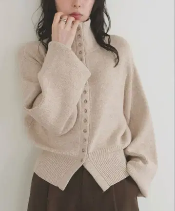 LIAN 버튼 디자인 2WAY 넥 니트