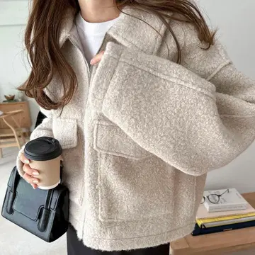 보아 블루종 아우터 울 코트 오버 사이즈