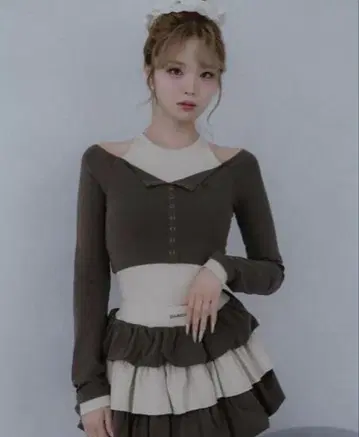 미사용 새상품 Darich 오프숄더 레이어드 리브 상의