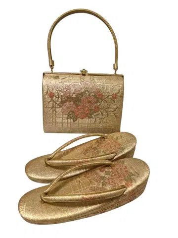 일본 의류용 조리 백 세트 금 골드 계열