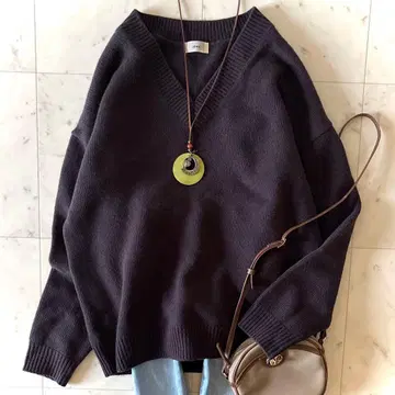 새상품급 이에나 IENA 캐시미어 혼방 AQUA V넥 풀오버 그레이