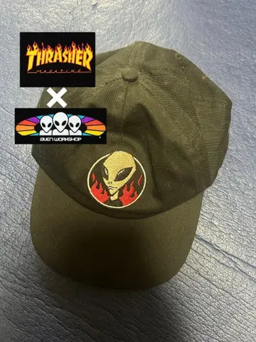 THRASHER x 에이리언워크샵 자수 캡 블랙 스케이터