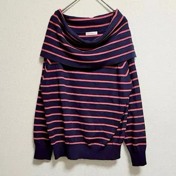 아베베 스탠다드 오프숄더 니트 스웨터 보더 상의 L