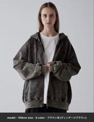 [ CLEL ] 헤비 웨이트 로고 자수 풀 집업 후드티