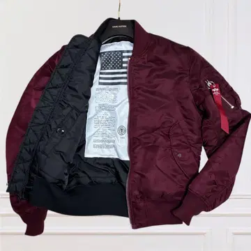 한정판 알파 인더스트리즈 MA-1 리버서블 성조기 보르도 x 블랙