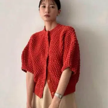 3D DOT HALF SLEEVE KNIT CARDIGAN CLANE