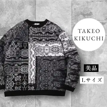 다케오 키쿠치 크루넥 라메 자카드 니트 L 새상품급 스웨터