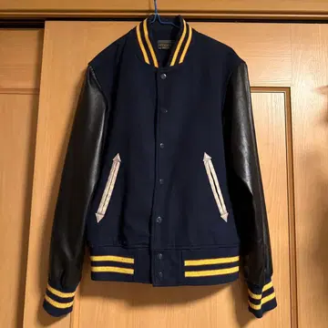 구제 의류 네이비 블랙 바시티 자켓 울 가죽 남성용 M 사이즈