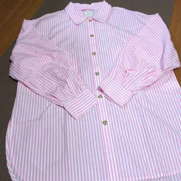 Ungrid 핑크 스트라이프 오버 사이즈 긴팔 셔츠