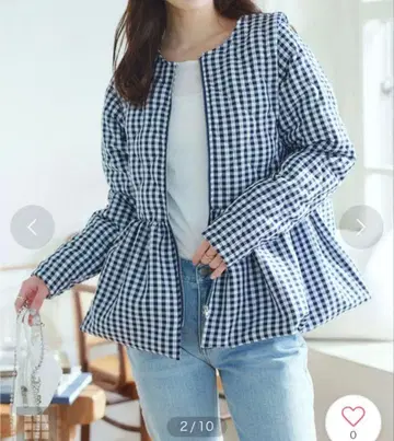 고베 레터스 깅엄 페플럼 자켓 2way 퀼팅 페플럼 자켓