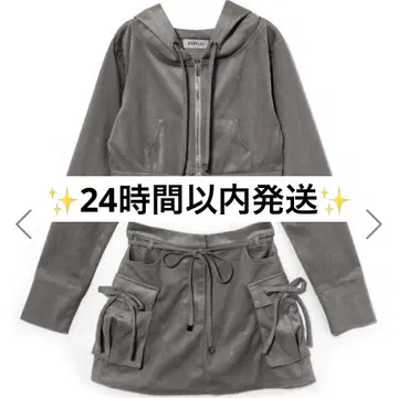 bubbles 벨벳 후드티 셋업 그레이 S