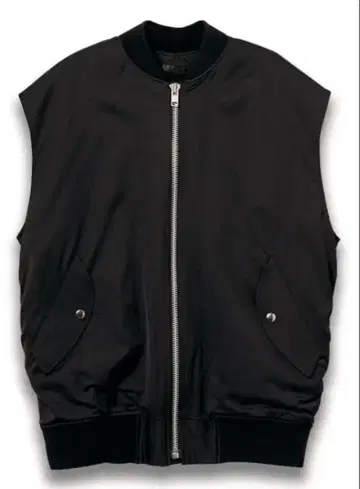 블랙 슬리브리스 봄버 자켓