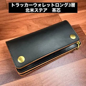 [ 트래커 지갑 롱 3층 ] 블랙 차심 골드 북미 스테아
