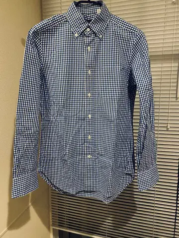 BEAMS F 버튼다운 셔츠 깅엄 체크 파랑 38