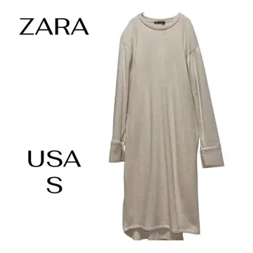 [ ZARA ] 절개 니트 원피스 베이지 USA S 사이즈 뒷 리본
