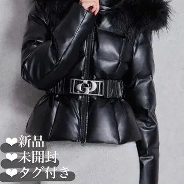 [ GYDA ] 제이다 벨트 포함 인조 가죽 숏 다운 코트