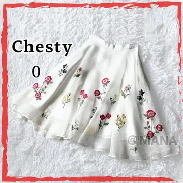 새상품 Chesty 오간자 꽃무늬 자수 스커트