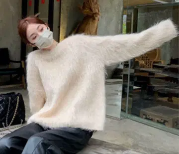 페더얀 니트 스웨터 샤기 니트 베이지