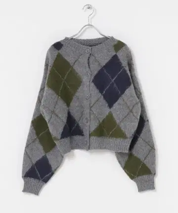 아가일 무늬 긴팔 가디건