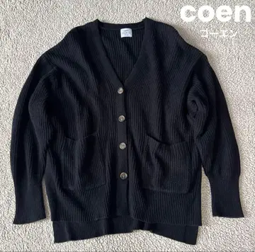 coen 코엔 리브 V넥 가디건 루즈핏 블랙 L