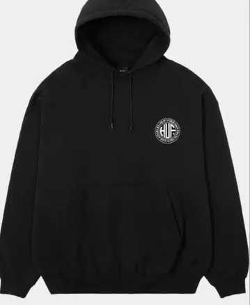 블랙 후드 부착 후드티 로고