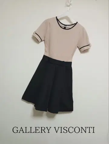 GALLERY VISCONTI 리본 니트 도킹 원피스 바이컬러