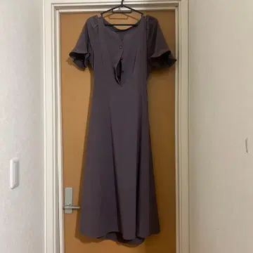 퍼플 플레어 슬리브 원피스