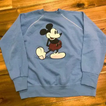 80s DISNEY 디즈니 미키마우스 맨투맨 스카이블루 XL 레어