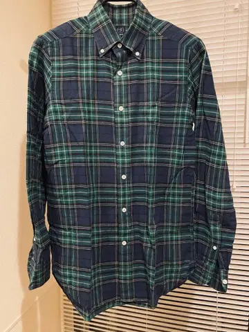 BEAMS F 버튼다운 셔츠 타탄 체크 그린 38