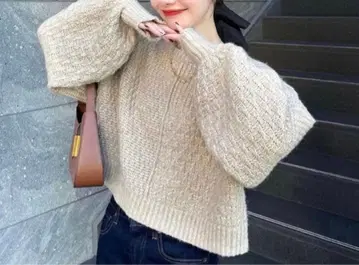 hinari 패치워크 디자인 mix 니트 베이지