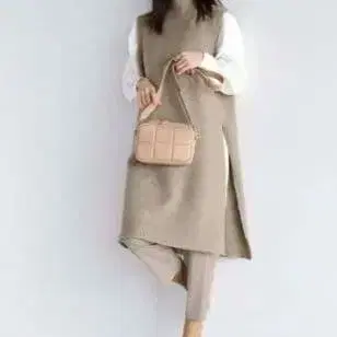 아가 Aga 사이드 슬릿 롱 니트 베스트 야마다야 스콧 클럽