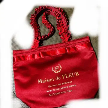 Maison de FLEUR 레드 프릴 핸들 토트 백 대