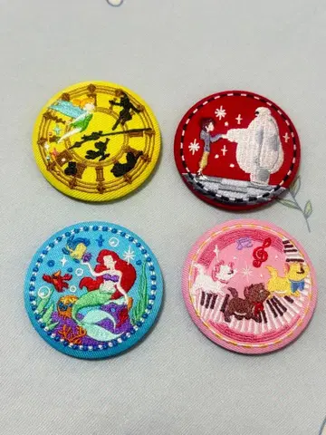 디즈니 자수 캔뱃지 4종 세트