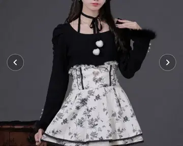 palelfy 퍼 달린 리본 소매 컨셔스 니트 블랙