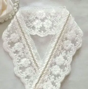 장식용 깃 큐빅 화이트 프릴 화이트 플라워 무늬 레이스