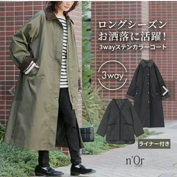 오샤레 워커 롱 코트 카키